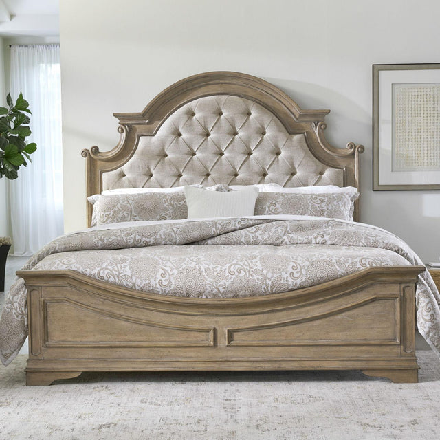 Liberty Furniture Magnolia Manor - California King Upholstered Bed - Weathered Bisque