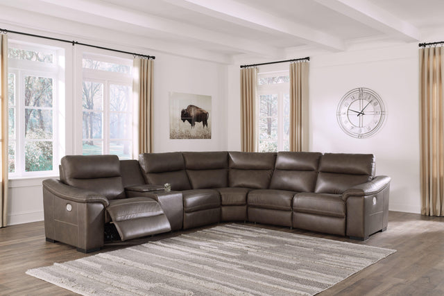 Ashley Salvatore - Chocolate - Power Zero Wall Recliner 6 Pc Sectional