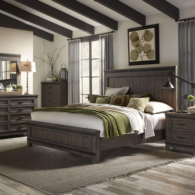 Liberty Furniture Thornwood Hills - 4 Piece Bedroom Set (Queen Panel Bed, Dresser & Mirror, Nightstand) - Dark Brown