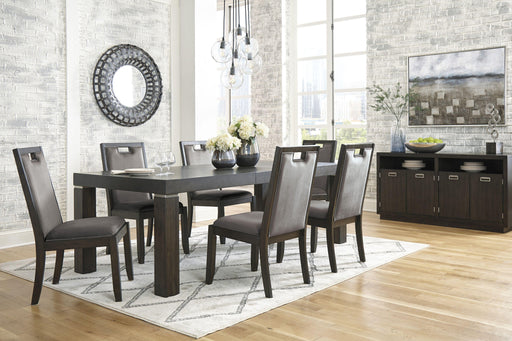 Ashley Hyndell - Dark Brown - 7 Pc. - Extension Table, 6 Side Chairs