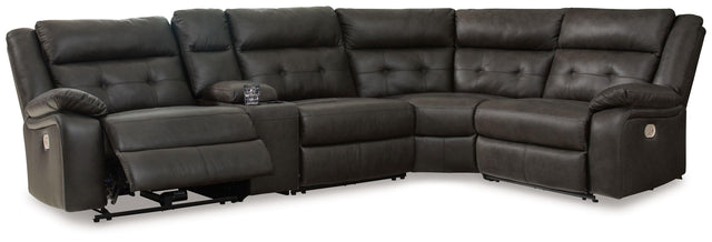 Ashley Mackie Pike - Storm - 5-Piece Power Reclining Sectional With Storage Console