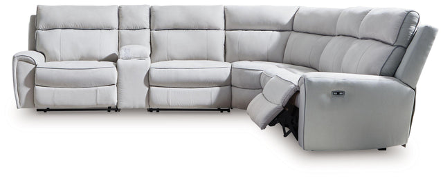 Ashley Social Pointe - 6-Piece Power Reclining Sectional - Pearl / Ash