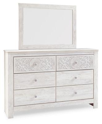 Ashley Paxberry - Whitewash - Dresser, Mirror - Medallion Drawer Pulls