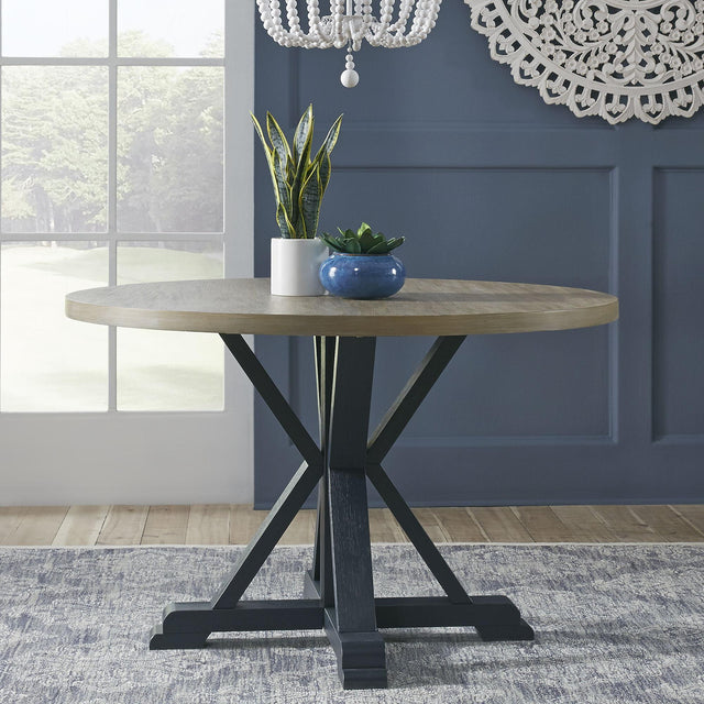 Liberty Furniture Lakeshore - Single Pedestal Table - Navy