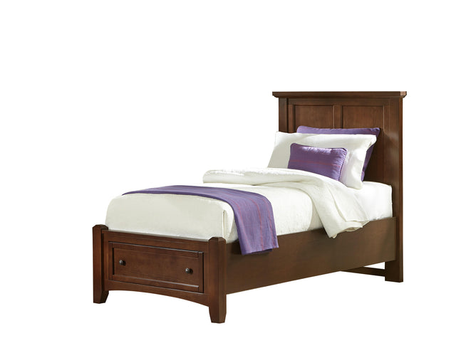 Vaughan-Bassett Bonanza - Twin Mansion Bed With Storage Footboard - Cherry