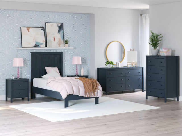 Ashley Simmenfort - 4 Pc. - Dresser, Chest, Twin Platform Bed - Navy Blue