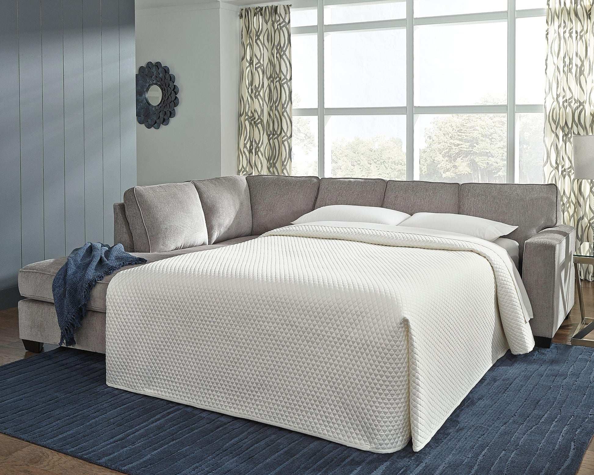 Ashley Altari Alloy Left Arm Facing Corner Chaise With Sleeper