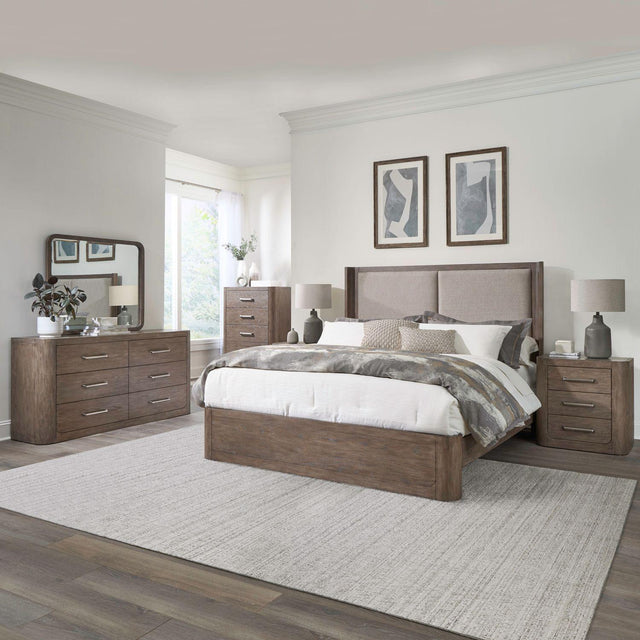 Liberty Furniture South Bend - 5 Piece Bedroom Set (Queen Shelter Bed, Dresser & Mirror, Chest, Night Stand) - Brown