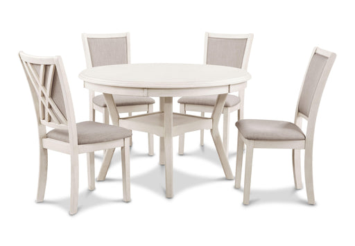 New Classic Furniture Amy - 5 Piece Round Dining Set - Bisque