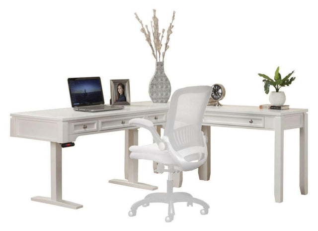 Parker House Boca - Power Lift L Shape Desk - Cottage White