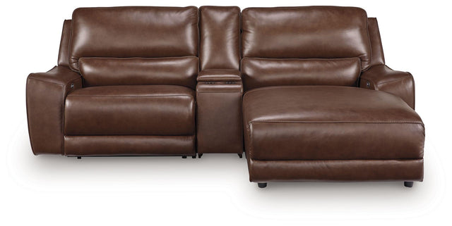 Ashley DeepWakes - 3-Piece Power Reclining Sectional With RAF Press Back Power Chaise And Storage Console - Canyon