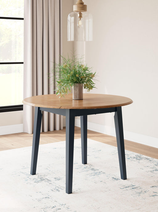 Ashley Gesthaven Round DRM Drop Leaf Table - Natural/Blue