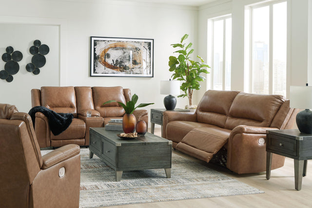 Ashley Trasimeno - Caramel - 3 Pc. - Power Reclining Sofa, Power Reclining Loveseat, Power Recliner