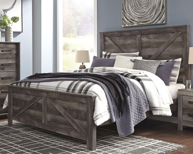 Ashley Wynnlow - Gray - King Crossbuck Panel Bed