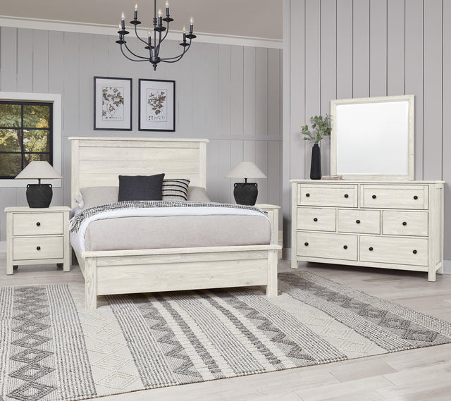 Vaughan-Bassett Custom Express - King Farmhouse Woden Bed - Weathered White