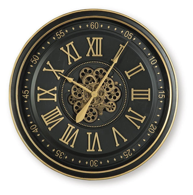 Ashley Dairton Wall Clock - Black/Gold Finish