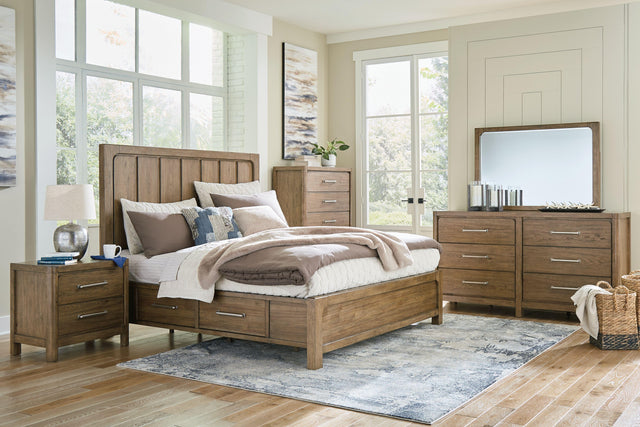 Ashley Cabalynn - Light Brown - 9 Pc. - Dresser, Mirror, Chest, California King Panel Bed With Storage, 2 Nightstands