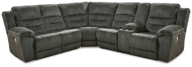 Ashley Nettington - Smoke - 3-Piece Power Reclining Sectional With Raf Pwr Rec Loveseat W/Console