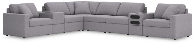 Ashley Modmax - Granite - 8-Piece Sectional With Audio And Storage Consoles