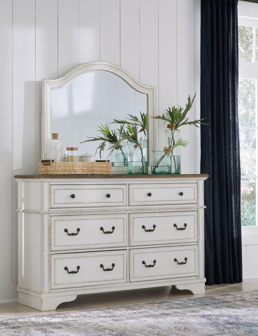 Ashley Brollyn - White / Brown / Beige - 5 Pc. - Dresser, Mirror, Chest, Queen Upholstered Panel Bed