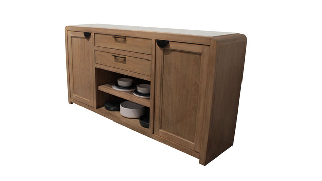 Parker House Escape - Dining 72 In. Buffet Server With Stone Top - Glazed Natural Oak Natural Cane Vanilla Bean Stone