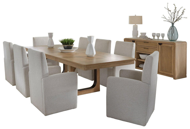 Parker House Escape - Dining 84" Rectangular Table With Console & 8 Caster Chairs - Glazed Natural Oak