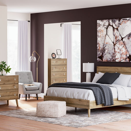 Ashley Aprilyn - Light Brown - 5 Pc. - Dresser, Queen Bookcase Bed, 2 Nightstands