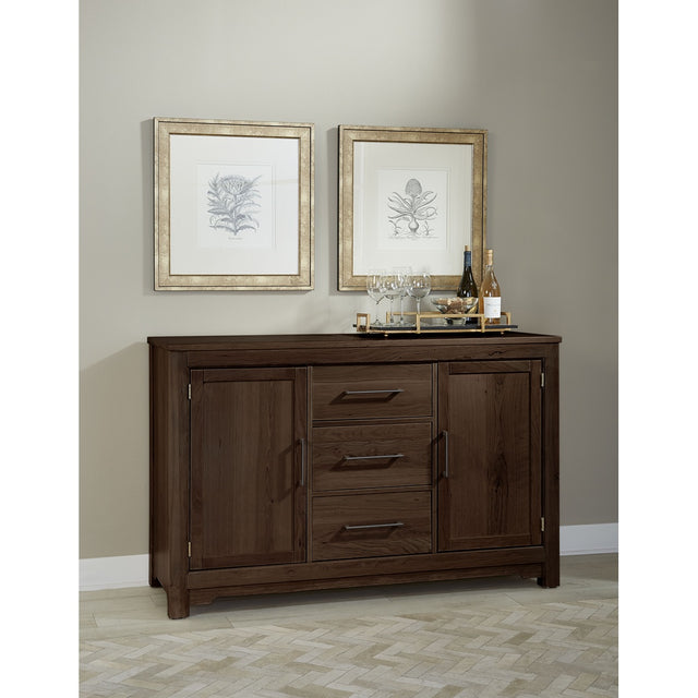 Vaughan-Bassett Crafted Cherry - Three Drawer Two Door Server - Dark Cherry