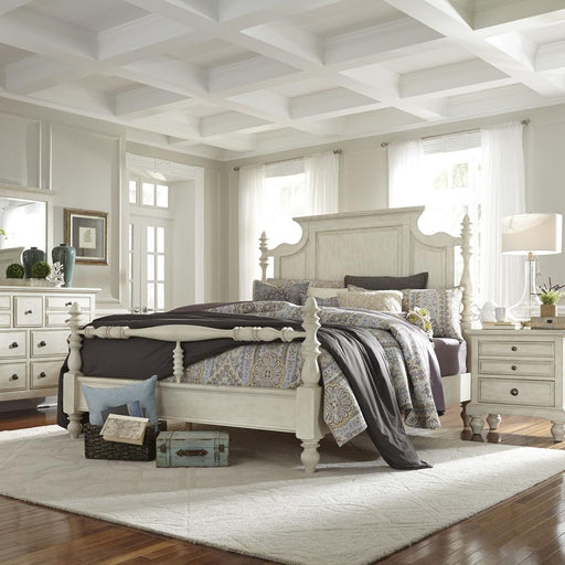 Liberty High Country Queen Poster Bed, Dresser & Mirror, Night Stand - White