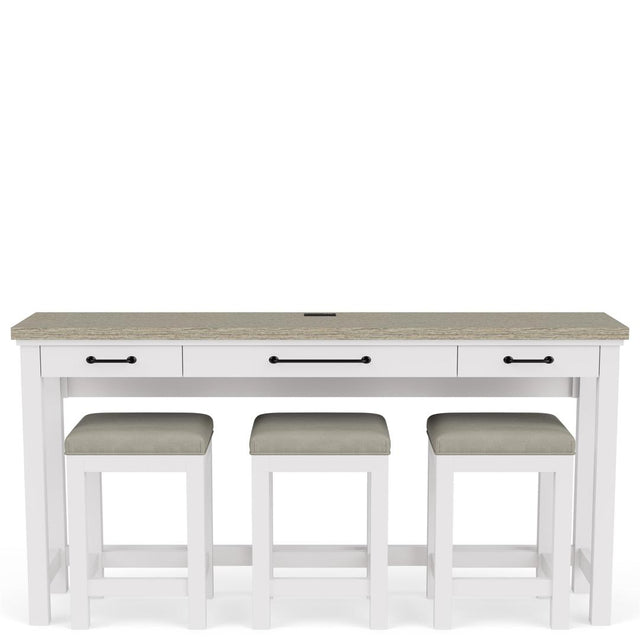 Riverside Furniture Cora - Sofa Table With 3 Stools - Cloud / Fog