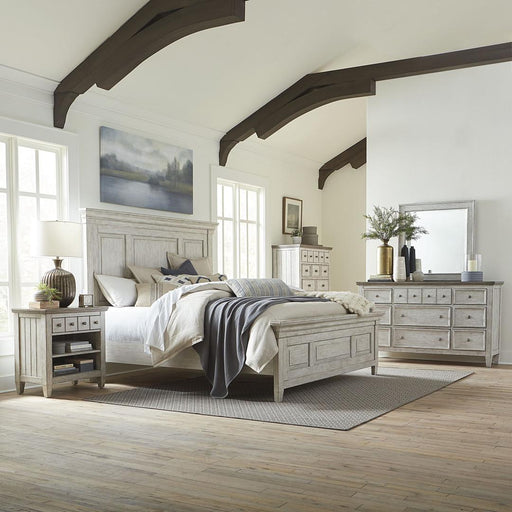 Liberty Furniture Heartland - 5 Piece Bedroom Set (California King Panel Bed, Dresser & Mirror, Chest, Nightstand) - White