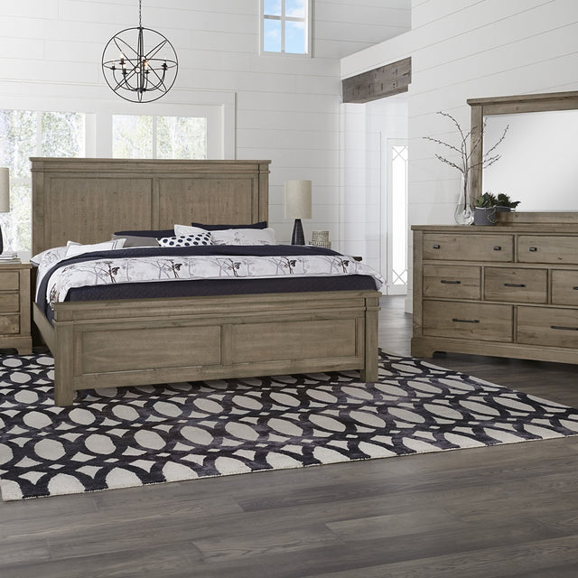 Vaughan-Bassett Cool Rustic - King Mansion Bed With Mansion Footboard - Stone Grey