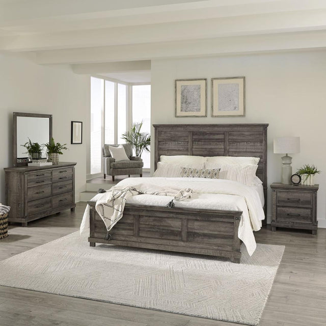 Liberty Lakeside Haven Opt Queen Panel Bed, Dresser & Mirror, Nightstand - Light Brown