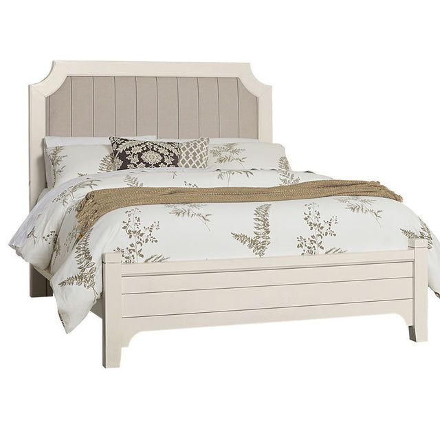 Vaughan-Bassett Bungalow - Queen Upholstered Bed - Lattice (Soft White)