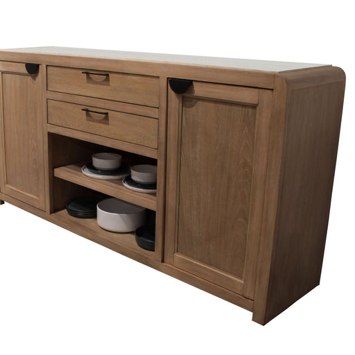 Parker House Escape - Dining 72 In. Buffet Server With Stone Top - Glazed Natural Oak Natural Cane Vanilla Bean Stone