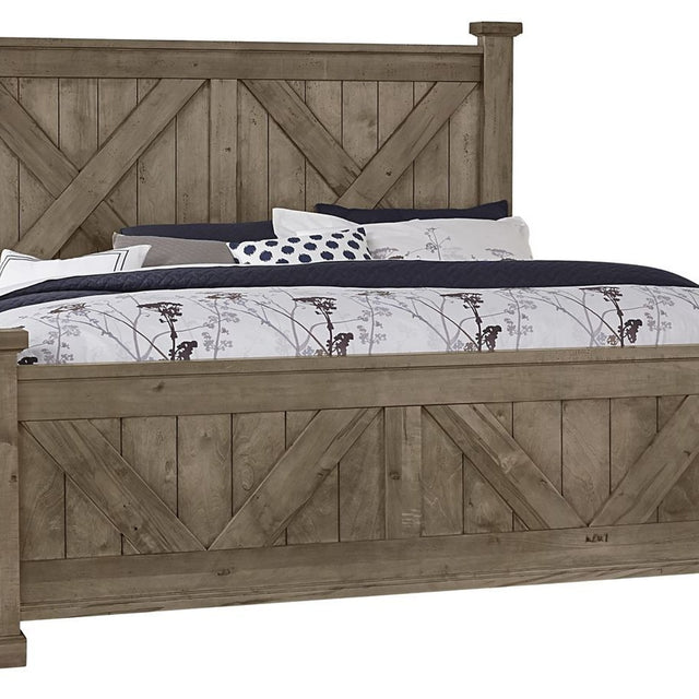 Vaughan-Bassett Cool Rustic - Queen X Bed With X Footboard - Stone Grey