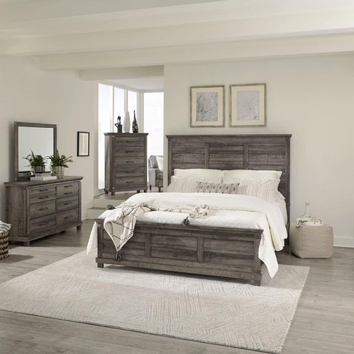 Liberty Lakeside Haven Opt King Panel Bed, Dresser & Mirror, Chest - Light Brown