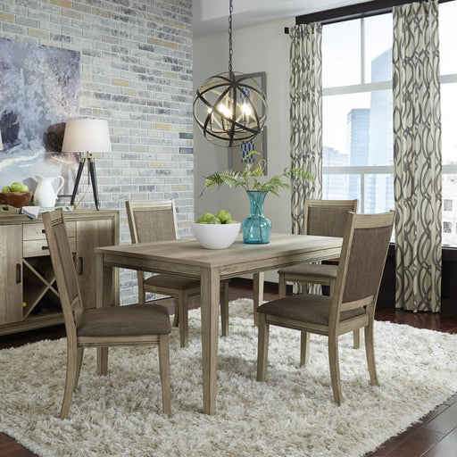 Liberty Furniture Sun Valley - 5 Piece Leg Table Set - Light Brown - Upholstered Chairs