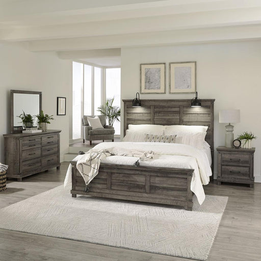 Liberty Lakeside Haven King Panel Bed, Dresser & Mirror, Night Stand - Light Brown