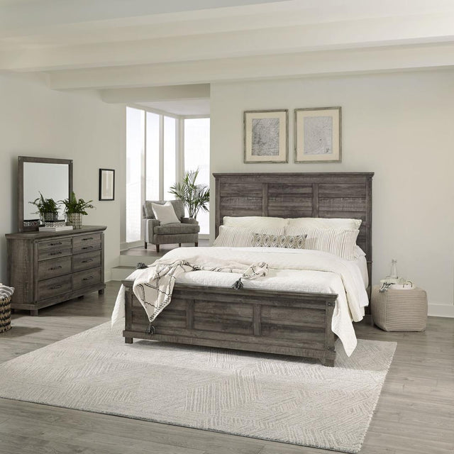 Liberty Lakeside Haven Opt Queen Panel Bed, Dresser & Mirror - Light Brown