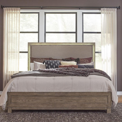 Liberty Canyon Road King California Upholstered Bed, Dresser & Mirror - Light Brown