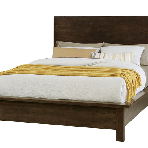 Vaughan-Bassett Crafted Cherry - Ben's Queen Plank Bed With Terrace Footboard - Dark Cherry
