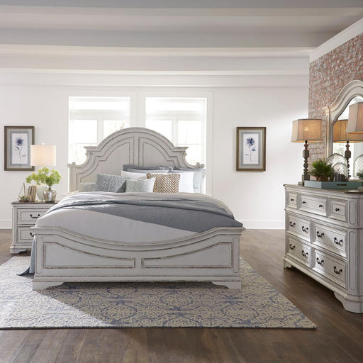 Liberty Magnolia Manor King California Panel Bed, Dresser & Mirror, Night Stand - White