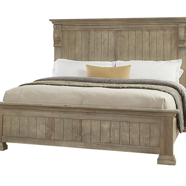 Vaughan-Bassett Carlisle - Queen Corbel Bed With Corbel Footboard - Natural Grey