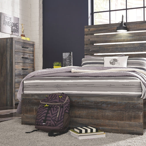 Ashley Drystan - Brown / Beige - 10 Pc. - Dresser, Mirror, Chest, Full Panel Bed With 4 Side Drawers, 2 Nightstands