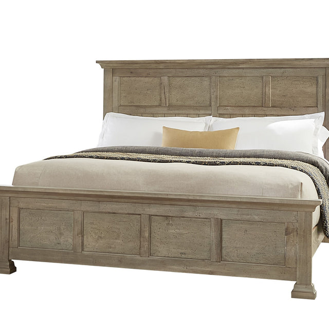 Vaughan-Bassett Carlisle - Queen Window Pane Bed With Window Pane Footboard - Natural Grey