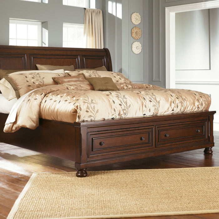 Porter Rustic Brown 7 Pc. Dresser, Mirror, Chest, Queen Sleigh Bed With 2  Storage Drawers, Nightstand