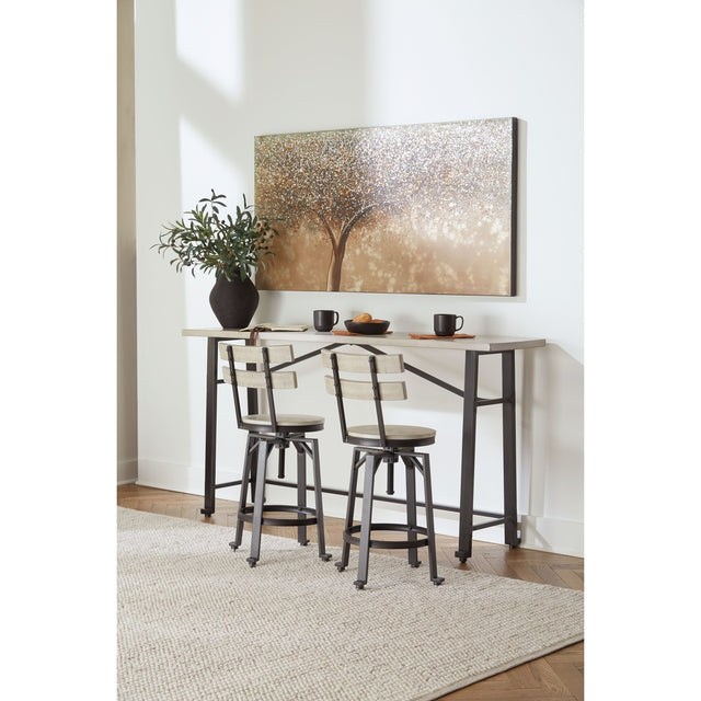 Ashley Karisslyn - Whitewash / Black - 3 Pc. - Long Counter Table, 2 Bar Stools