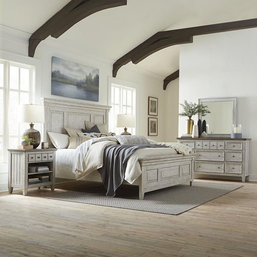Liberty Furniture Heartland - 4 Piece Bedroom Set (California King Panel Bed, Dresser & Mirror, Nightstand) - White