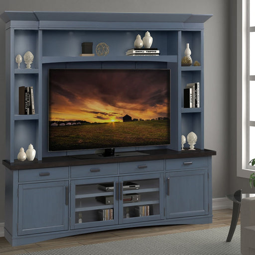 Parker House Americana Modern - TV Console with Hutch, Backpanel and LED Lights - Denim